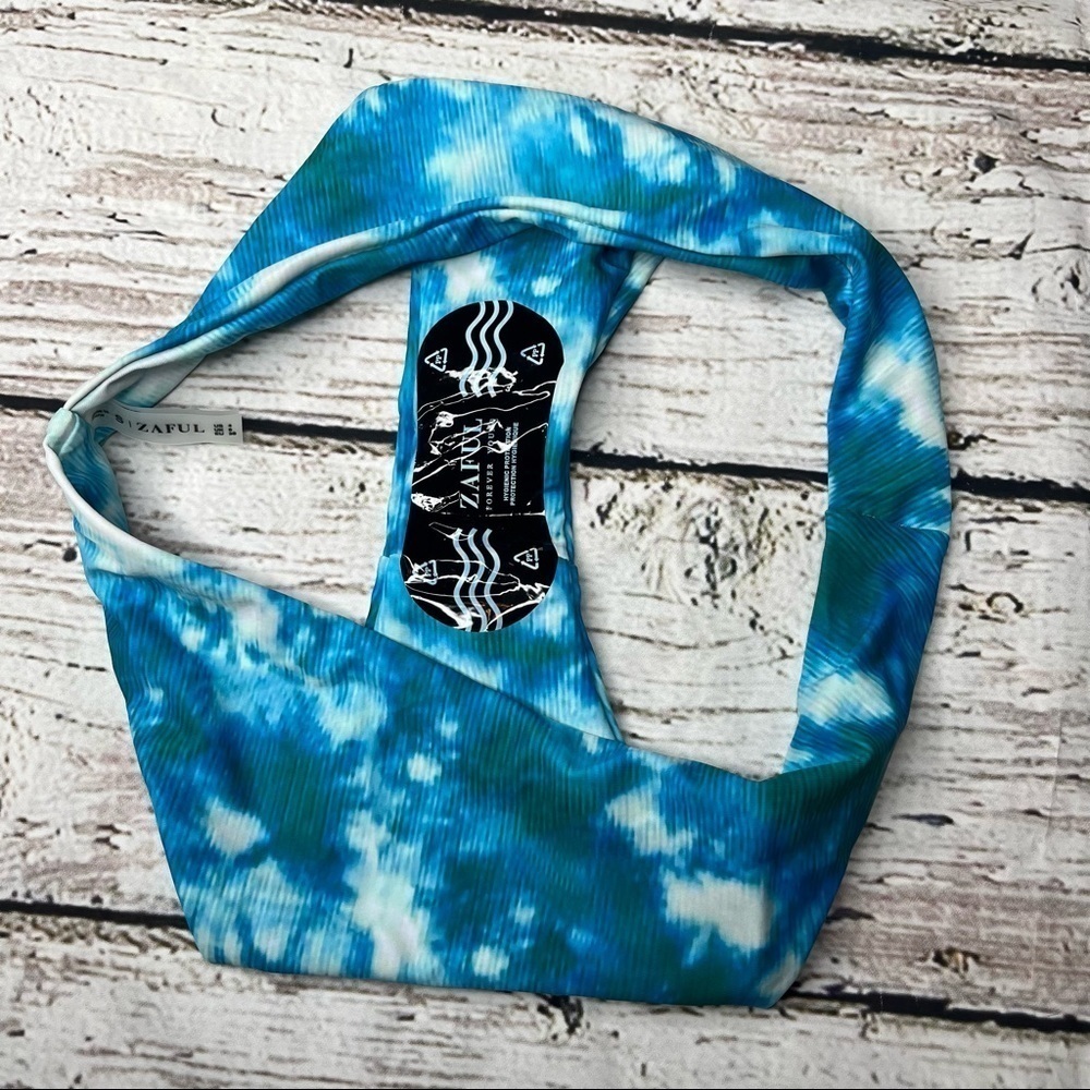 NWT Zaful Caged Top Tie Dye Blue/Green Bikini Set Size 4 - Picture 2 of 8